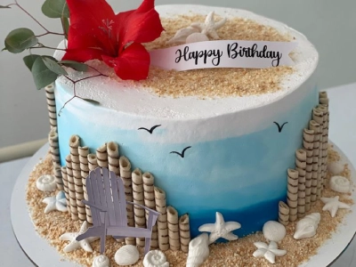 Pastel de Cumpleaños en la Playa