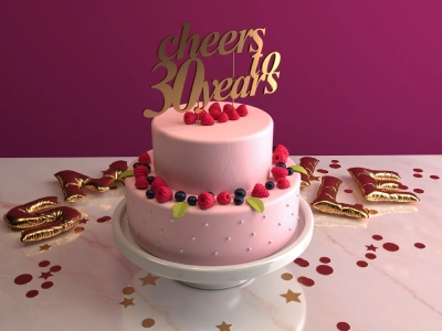 Pastel de cumpleaños rosa
